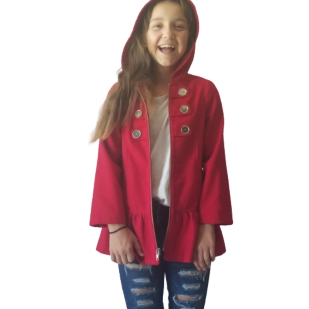 IZ Amy Byer Girls Dress Peacoat Jacket Red Sz 6X